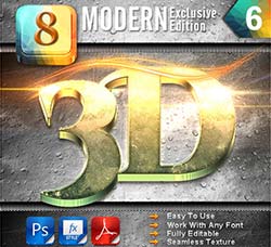PS图层样式－8个时髦的3D文本特效：8 Modern 3D Exclusive Edition Vol.6